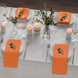 Ruvanti Linen Napkins Set of 12, 18x18 Cloth Napkins, Cotton Linen Blend Napkins Cloth Washable, Soft, Reusable Dinner Napkins for Wedding, Parties, Christmas, Thanksgiving, Everyday Use - Orange