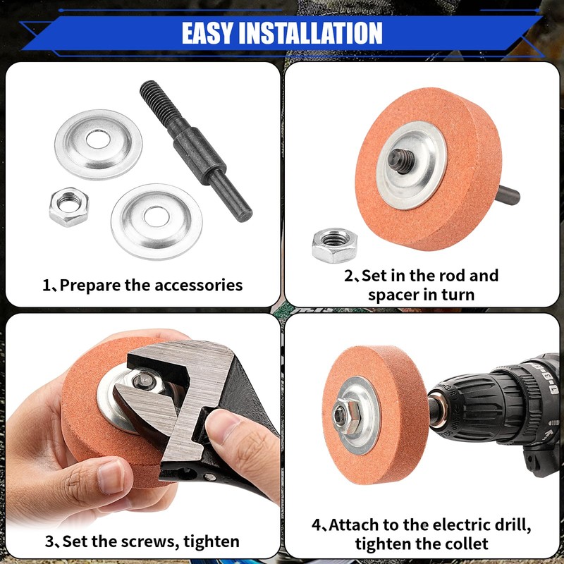 NuoDunco Grinding Wheel Adapter and 75mm Grinding Stone, Change Electric