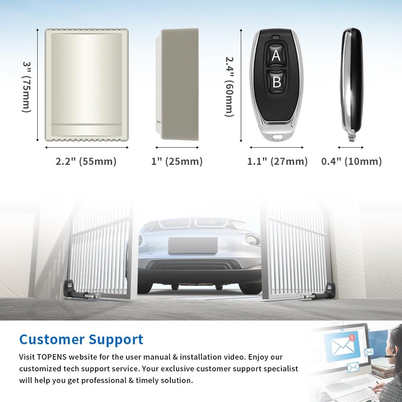 TOPENS HLR01 HomeLink Compatible Universal Receiver with Remote Control Transmitter