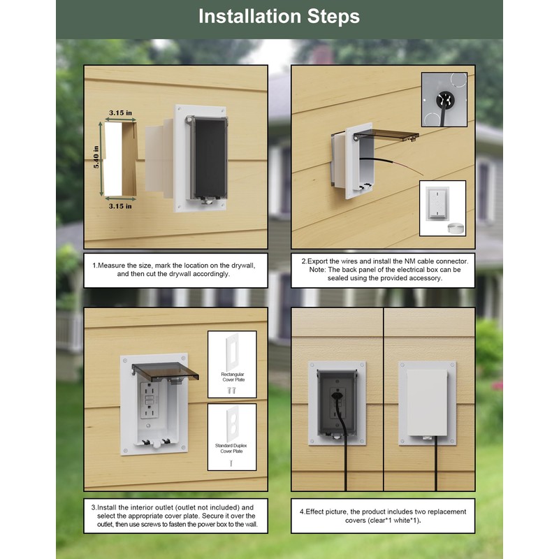 DBVR1W-1 Low Profile Electrical Outlet Box, Outdoor Recessed Outlet Box