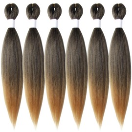 Osuntress Braiding Hair Pre Stretched 18 Inch 6 Packs, Long Hair Extensions for Braids, Synthetic Braiding Hair Prestretched T27(Ombre Honey Blonde)