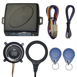 Car Push to Start Ignition Kit, Keyless Go Push to Engine Start Stop Button Kit, Universal for +12V Car