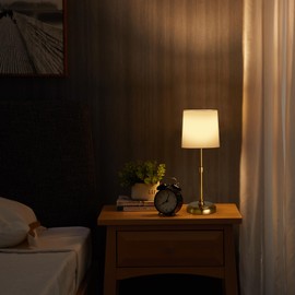 Folux Cordless Gold LED Table lamp, 5200-mAh Rechargeable Battery, 3-Level Brightness, Build-in Integrated LED 320 Lm Max, Night Lamp Ambient Light, for Bedside Restaurant Dining Table