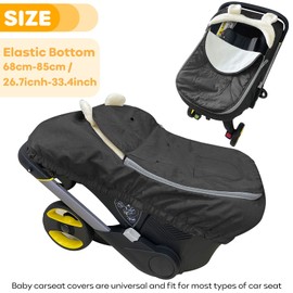 Baby Car Seat Cover Winter,Car Seat Covers for Babies,2 in 1 Carseat Cover Infant Car Seat Cover for Girl Boy Car Seat, Universal Baby Carrier Cover for All Seasons (Black)