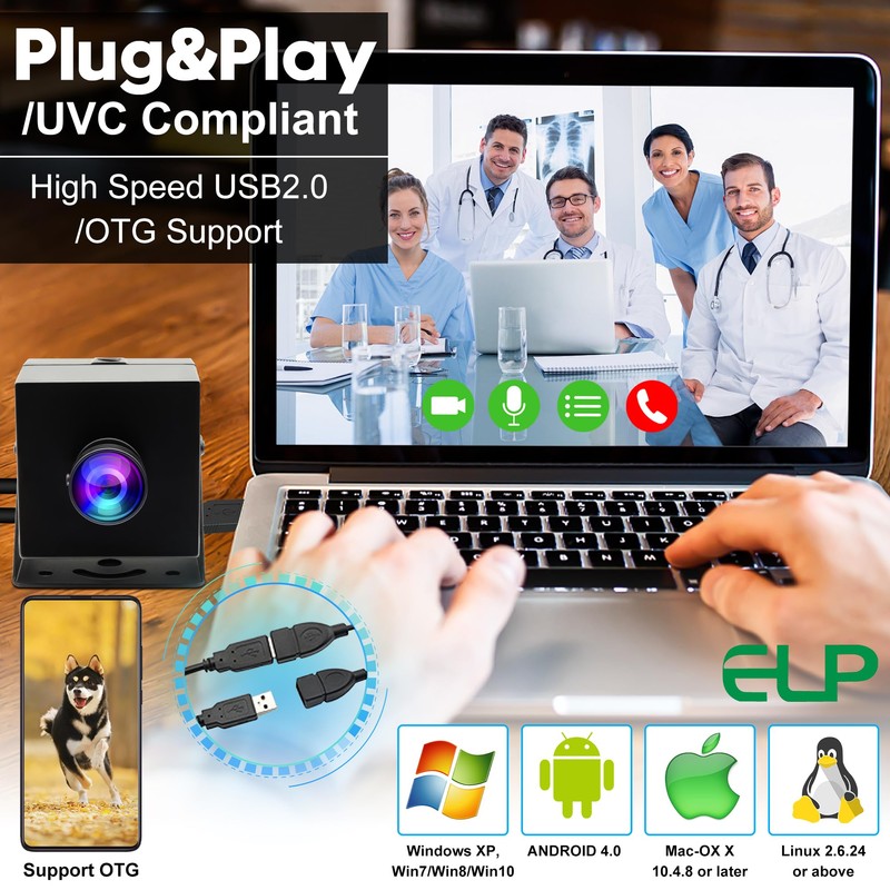 ELP 1080P 120fps USB ojo de pez cámara para computadora