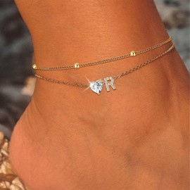 Initial Ankle Bracelets for Women Gold Anklets Summer Beach Vacation Outfits Cuba Paperclip Anklet Dainty Link Chain Ankles Foot Jewelry