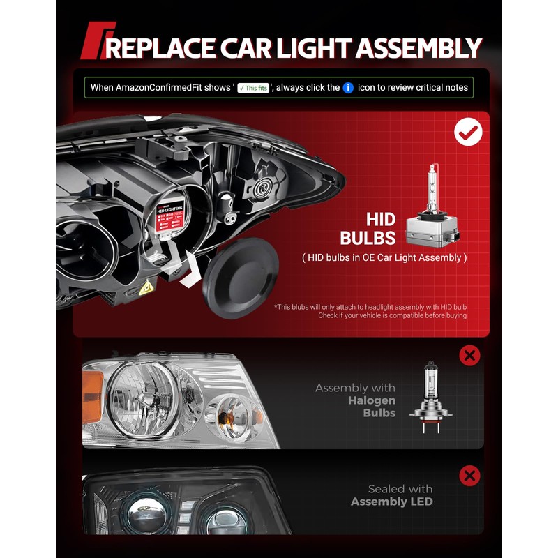 Torchbeam D1S HID Bulbs, 6000K Cool White, 150% Lighting Distance,