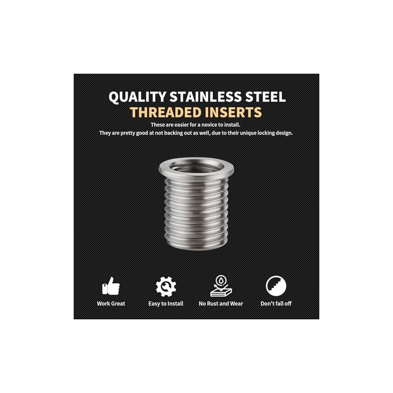 SENNMONN Thread Repair Inserts M10x1.25x14mm Insert Qty 10 Stainless Steel