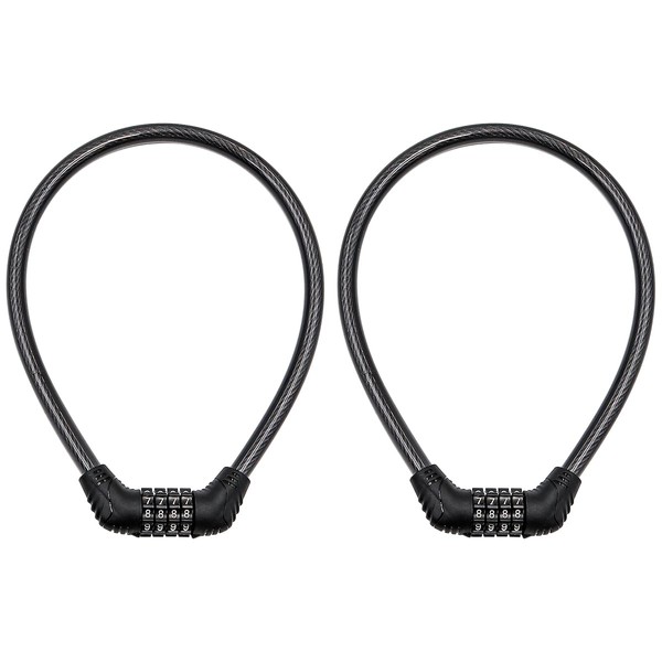 Pack of 2 NUZAMAS Bicycle Comnination Chain Lock Cable, 550mm,