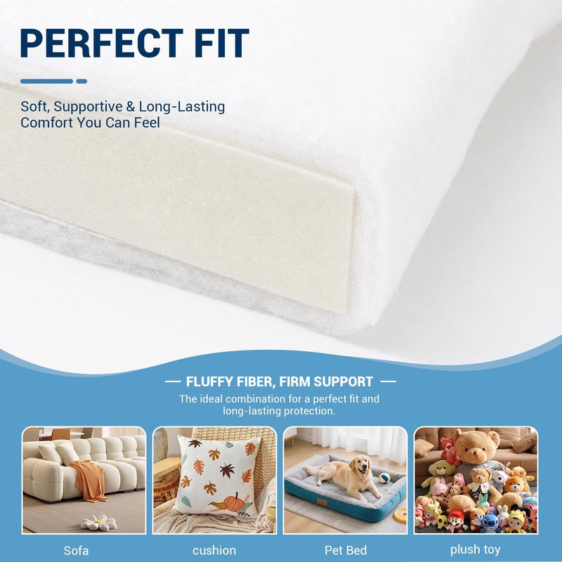 Polyester Batting for Cushions, 200 GSM, 1/2 in Thick, 36