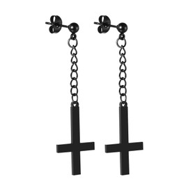Mens Inverted Cross Earrings, Upside Down Cross Dangle Earrings, Gothic Jewelry for Men, Satanic Cross Earrings Clip On Piercing Earrings