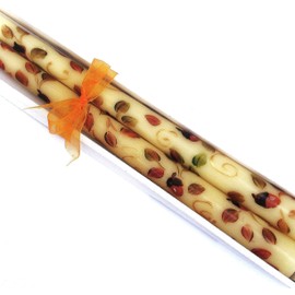 Goddess Arts Collection Decorative Hand Painted Autumn Leaves and Acorns Fall Decor Taper Candles Thanksgiving Table Decorations