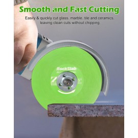 ZORUNNA 4.5 Inch Rock Slab Grinding Disc, 1.2'' Diamond Ultra Width Glass Cutting Disc(7/8'' Arbor), 2 Pcs Tile Blade, 45° Chamfer Rock Slab Flat Grinding Cutting Piece for Marble Glass Edge Trimming.