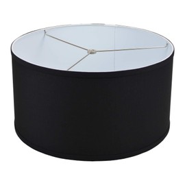 FenchelShades.com 17" Top Diameter x 17" Bottom Diameter 9" Height Cylinder Drum Lampshade USA Made (Linen Black)