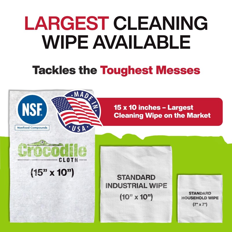 Crocodile Cloth PowerScrub - 80 Dual Surfaced Cloths, 10in X