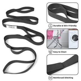 Stretching Strap Yoga Strap Physical Therapy for Home Workout, 10 Loops Yoga Straps for Stretching, Non-Elastic Stretch Strap for Pilates, Flexibility, Exercise, Stretch Band for Women & Men