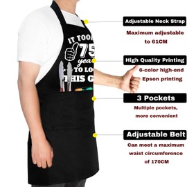 JOUWUI 40th 50th 60th 65th 70th 75th Birthday Gift for Men, Cooking Grilling BBQ Chef Aprons With 3 Pockets, Kitchen Gift