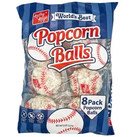 Kathy Kaye Baseball Sweet & Salty Popcorn Balls | 1 oz. Snack Packs | Crunchy, Delicious & Perfect for Team Snacks | Classic Sweet & Salty Flavor for Game Day, Parties & Events | 32 Popcorn Balls (4 Bags of 8)