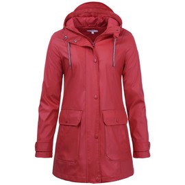 rhythm of the rain Rain Jacket Women's Waterproof Raincoat Lined Breathable Transition Jacket Women's Jacket Spring Friesennerz PU Rain Parka Rain Jacket with Hood Softshell Jacket, red