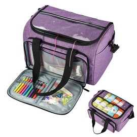 Weabetfu Large Crochet Bag Knitting Bags and Totes Organizer Huge Yarn Bag Storage for Crocheting Knitter,Crochet Hooks,Knitting Needles Kit,Supplies,Yarn - Ideal Crochet & Knitting Gift(Purple)