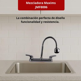 Llave Mezcladora Fregadero Maxims Cocina Plata Cromado Presion Baja Alta Calidad Durable Moderna Estilo Elegante Facil Limpieza Metal Resistente JMF8006 Control Preciso Profesional Hogar