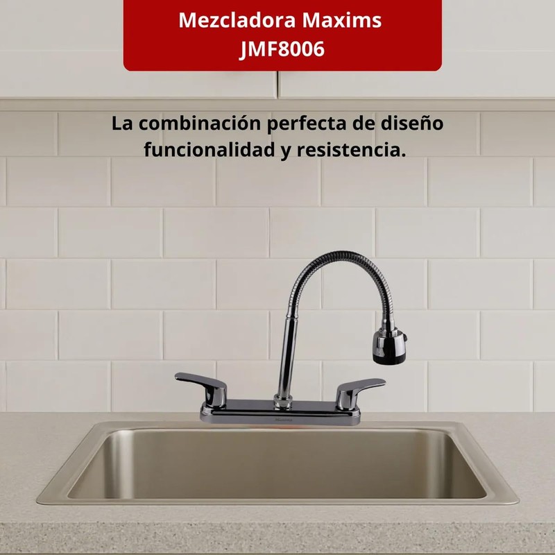 Llave Mezcladora Fregadero Maxims Cocina Plata Cromado Presion Baja Alta