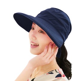 Women's Sun Hat UPF 50+ UV Protection Hat Foldable Wide Brim Beach Hats Sunbonnet with Detachable Top Breathable Summer Sun Visor Cap Outdoor Peaked Cap for Travel Vacation Swimming Pool Camping