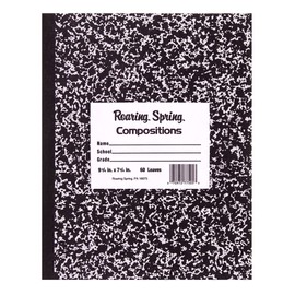 Roaring Spring Paper Products Composition Book, Marble Design, Black (ROA77505), 10" x 8" 60 Sheets