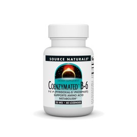 Source Naturals Coenzymated B-6 25mg P-5 Pyridoxal-5 Phosphate Fast-Acting, Quick Dissolve Vitamin Supports Amino Acid Metabolism* - 60 Lozenges