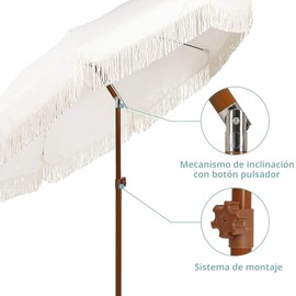 AMMSUN - Sombrilla de patio de 7 pies con flecos, sombrilla para exteriores con borlas, UPF50+, poste de acero de alta calidad y varillas...