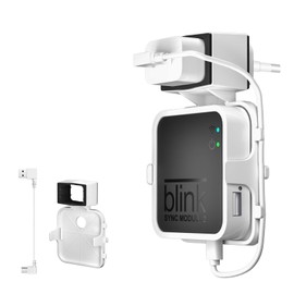 HOLACA Outlet Hunger Wall Mount for Blink Sync Module 2, Bracket for Blink Outdoor and Indoor Surveillance with Cable (White, 1 Pack)