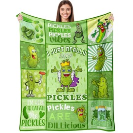 Aipon Pickle Blanket Gifts for Pickle Lovers, Funny Food Cucumber Blankets 50"x 60", Green Soft Cozy Lightweight Throw Blanket for Women Kids Teens Boys Girls