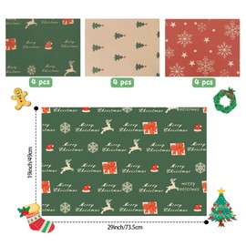 Christmas Wrapping Paper Christmas Gift Wrapping Paper 12 Sheets Vintage Gift Wrap Christmas Emballage Cadeau Packaging Paper for Christmas Gifts New Year Decor Flower Bouquet Craft Gift Wrapping