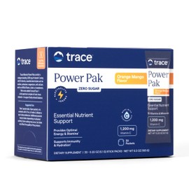 Trace Minerals Power Pak Multivitamin and Multimineral Packets - Electrolyte Support - 1200 mg Vitamin C plus 70+ Trace Minerals - Sugar Free - Orange Mango Flavor - 30 Packets