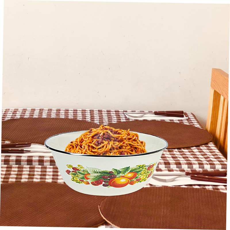 Mikinona Smooth Enamel Bowls with Lids Fresh Keeping Salad Bowls