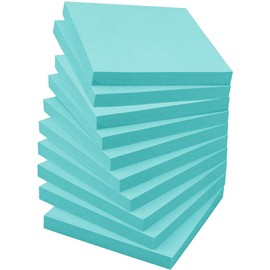 10 packs * 100 sheets (Choose from 5 colors) 75x75mm Sticky Notes, Stylish Blue Sticky Note Paper, Set