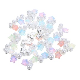WOONEKY Star Nail Charms Set Pearls Nail Gems and Charms for Women Manicure Decorations 30pcs