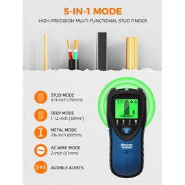 Mecurate 5-in-1 Stud Finder with LCD Display, Wall Scanner for Studs, Metal, AC Wires Detection, Lightweight & Durable, Perfect for Homeowners & DIY Projects(Blue)