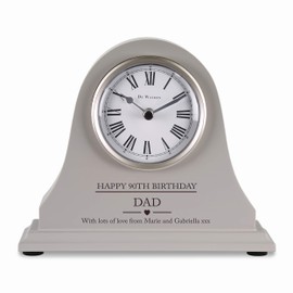 De Walden Dad's 90th Birthday Engraved Grey Mantel Clock Ninetieth Gifts Dad Gift