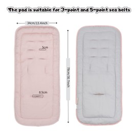 Miracle Baby Baby Stroller Pad, Universal Cotton Cushion Padding Reversible Seat Liner Prams Buggy Carseat Travel for Infants Newborns Babies Kids (grey+pink)