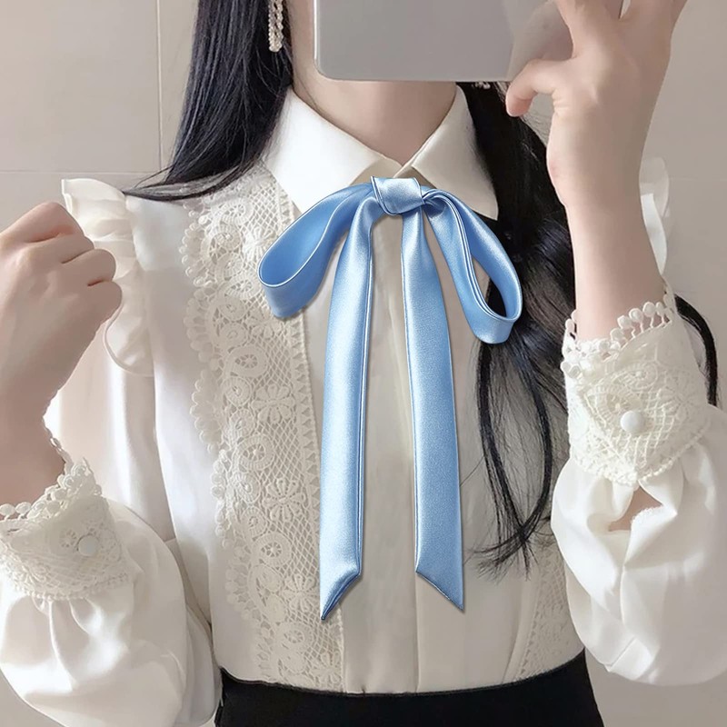 Mantieqingway Bow Tie for Women, Satin Ribbon Girls Self-tie Bowtie