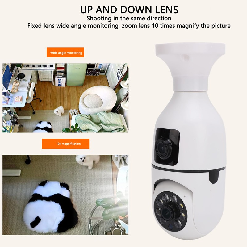 Light Bulb Security Cameras Motion Detection Dual Lens Light Socket