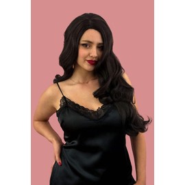 Long, brown wig, with wonderful loose waves and curls and a sweeping fringe: Leonie dark brown #4