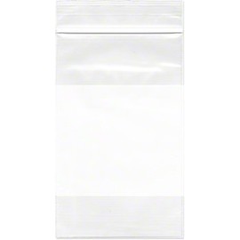 Plymor Zipper Reclosable Plastic Bags w/White Block, 2 Mil, 3" x 5" (Pack of 100)