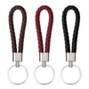 PPhtony Braided Leather Key Fob Car Keychain Ring Woven Strap