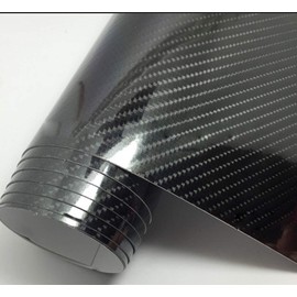 DIYAH 4D High Gloss Black Carbon Fiber Vinyl 108" x 60" / 9 FT x 5 FT Bubble Free Air Release Car Wrap Film Automotive DIY Decals with Hand Tools