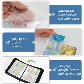 Football Card Binder 4-Pocket, Fits Up to 440 Trading Cards with 55 Removable Sleeves Football Card Holder, Zipper Carrying Football Card Folder