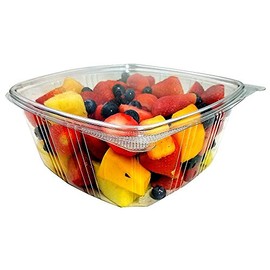Koda Cup 64 oz. (Gallon-Size) RPET Clear Plastic Hinged Lid Deli Meal Prep Fruit Salad Display Food Storage Containers 100% BPA Free (Pack of 25)