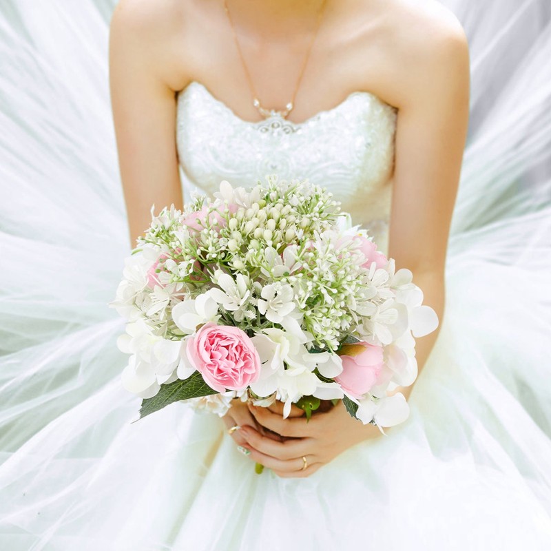 Simulation Wedding Bouquet Beautiful Bridal Holding Flower Wedding DecorationPink
