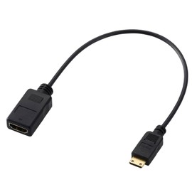 Elecom Mini HDMI to HDMI Adapter 0.2m Super Slim 4K/30Hz (Mini HDMI Type C Male to HDMI Type A Female) for Display, PC, Projector, ECAD-HDACSS2BK